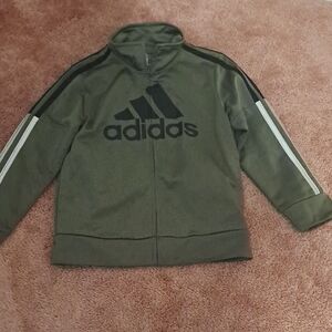 Adidas Boys Olive Green Full Zip Up Size 5.